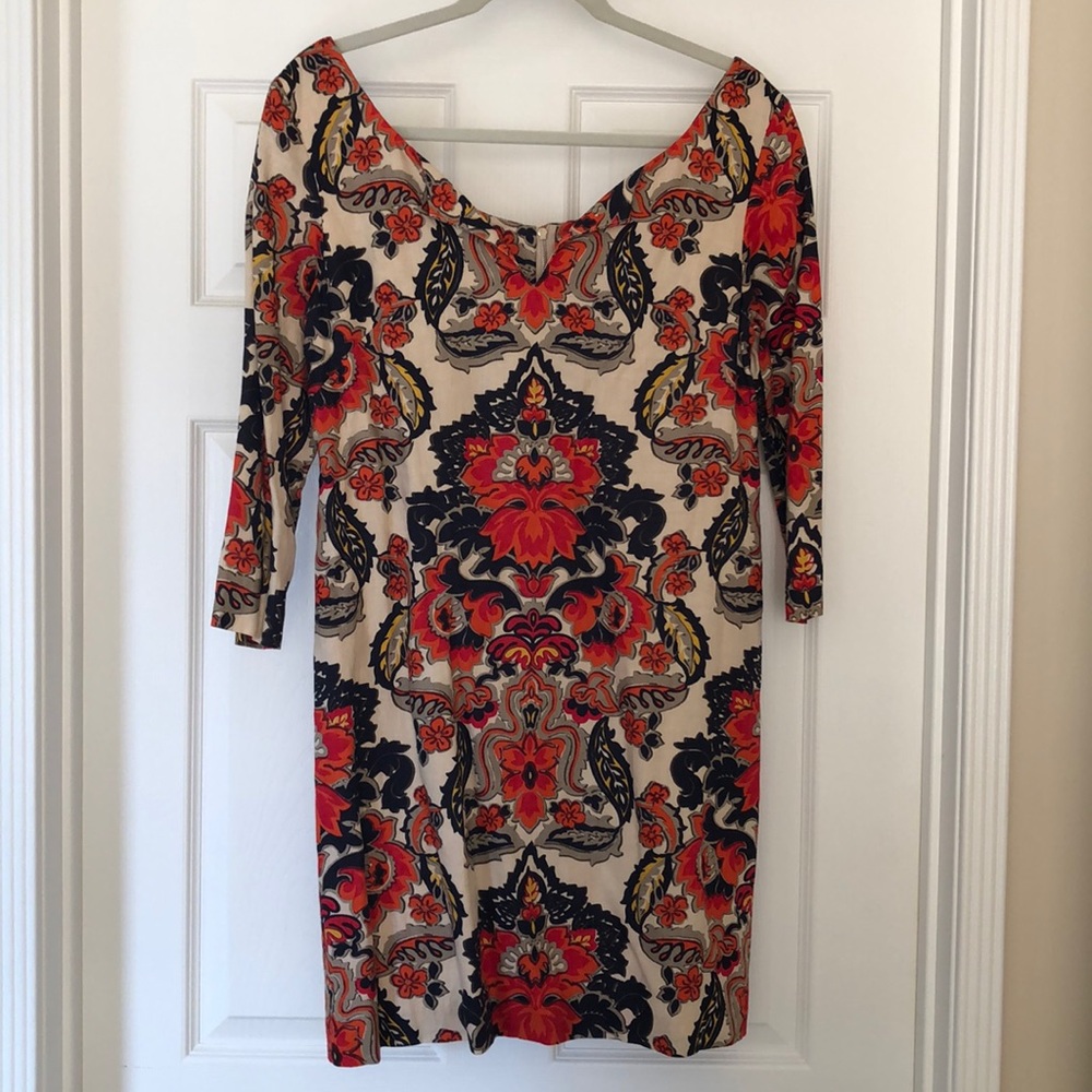 Paisley floral linen lined sheath dress